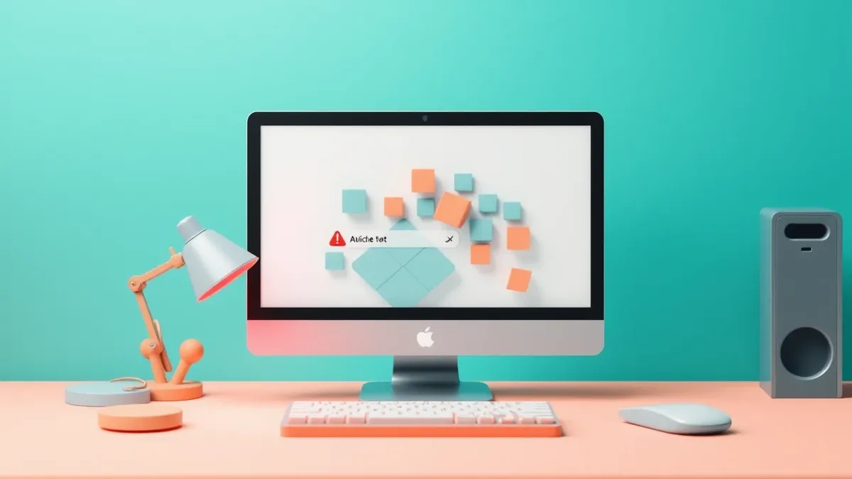 Illustration: A sleek, minimalist terminal interface sits on a clean desk, its screen displaying abstract geometric blocks shifting chaotically.
