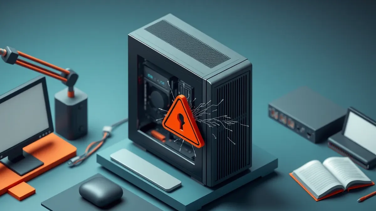 Illustration: A sleek black server tower sits on a desk, its side panel removed to reveal complex circuit boards.