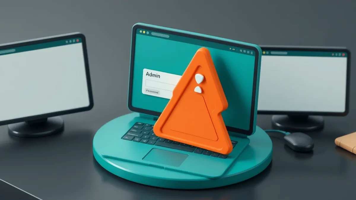 Illustration: A generic content management system dashboard sits on a dark desk.