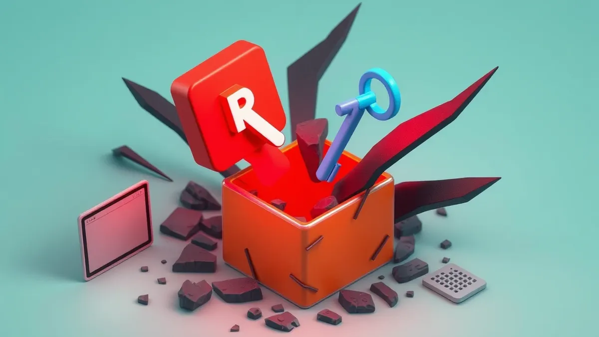 Illustration: A glowing red pull request icon floats above a shattered glass repository box.