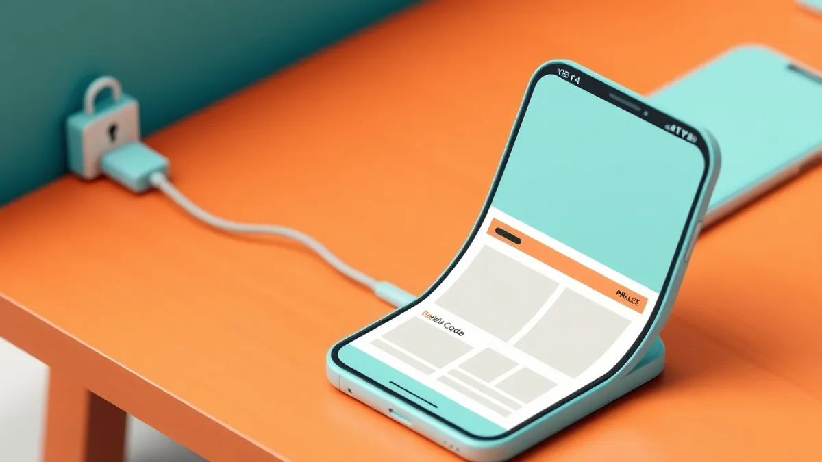 Illustration: A generic smartphone rests on a wooden table, displaying a blank online storefront interface.