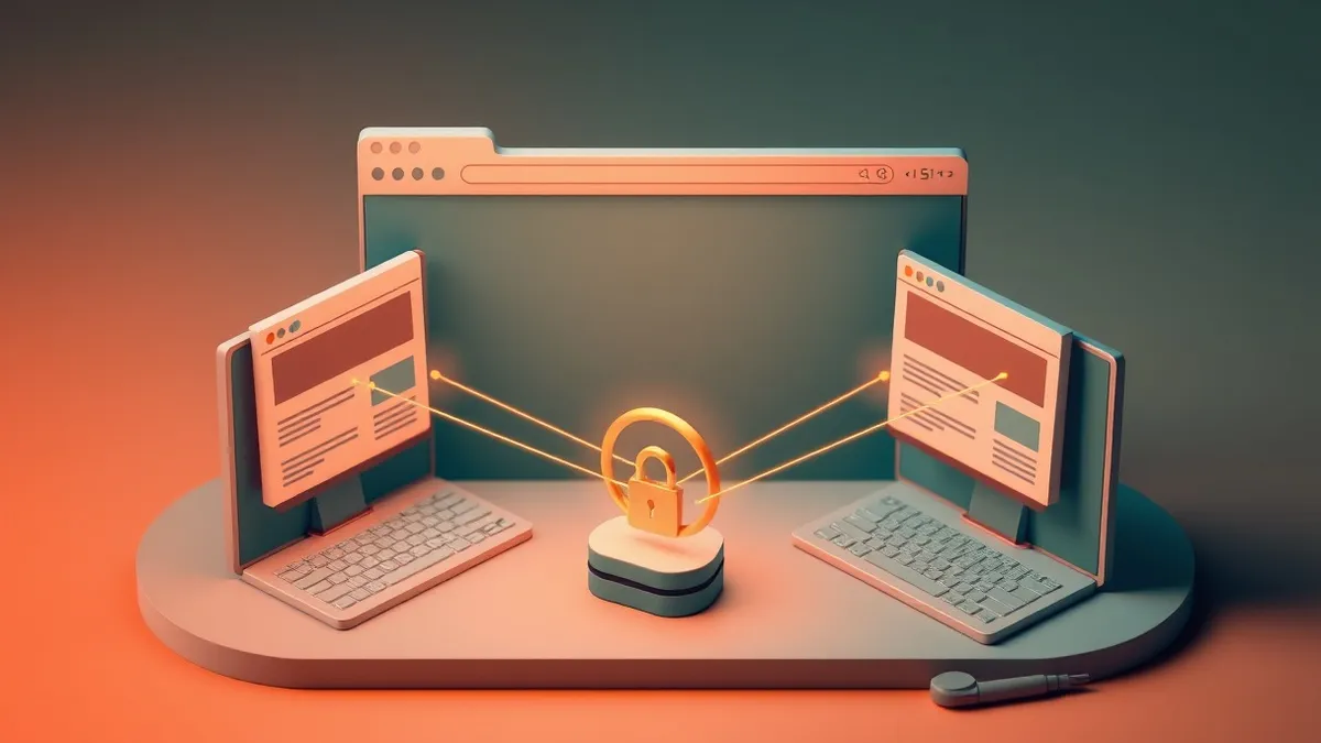 Illustration: A browser window displays two separate web pages side by side.