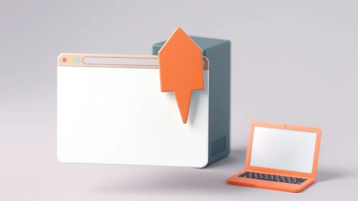 Illustration: A web browser window floats in mid-air, its address bar completely blank.