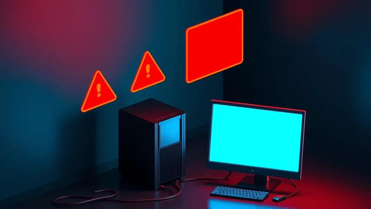 Illustration: A sleek black server sits in a dark room, connected by thick cables to a glowing blue interface.